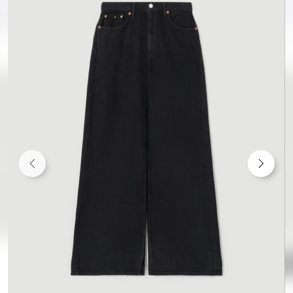 NWT RE/DONE black denim jeans wide Loose leg With Slit -Size 25 with a 30" Waist - Picture 4 of 16